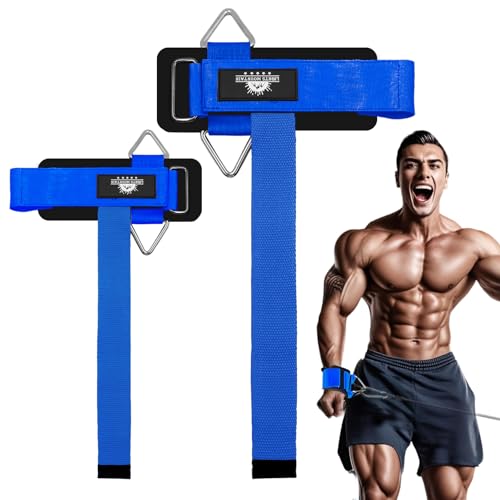 Wrist Cuffs Weight Lifting Straps – Heavy-Duty Cable Machine Attachments & Weightlifting Wrist Support for Lateral Raises, Pull Exercises & Strength Training - color: blue, size: size L