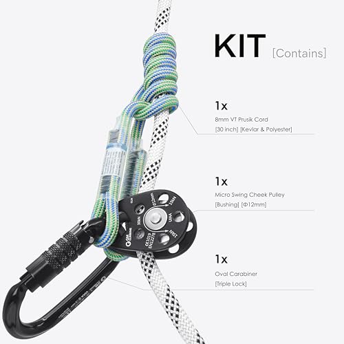 GM CLIMBING Swing Cheek Micro Pulley 30kN CE UIAA Certified - color: Pulley Kit | Bushing, Triple Lock