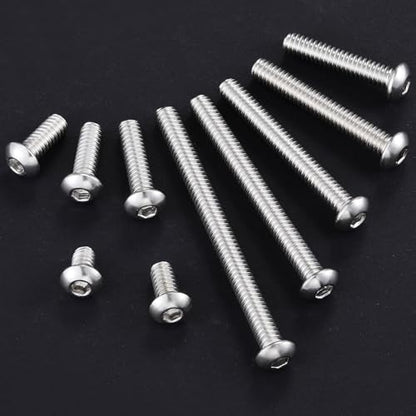 Wensilon (50Pcs) 1/4-20 * 1-1/4 Button Head Socket Cap Bolts Screws, 304 Stainless Steel, Allen Hex Drive, Bright Finish, Fully Machine Thread - color: Silver, size: B 1/4-20*1-1/4