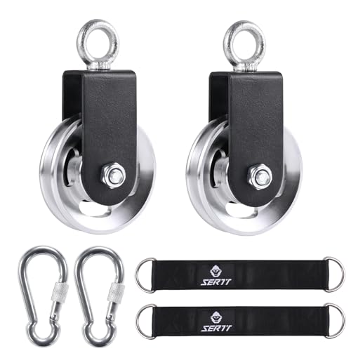 SERTT Cable Pulley Wheel for Home Gym Pulley System, Upgraded 90mm Aluminium Alloy Gym Pulley for Maximum 660LBS Load - color: Silver, style: [2 Pack]