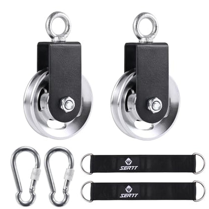 SERTT Cable Pulley Wheel for Home Gym Pulley System, Upgraded 90mm Aluminium Alloy Gym Pulley for Maximum 660LBS Load - color: Silver, style: [2 Pack]