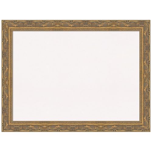 Amanti Art White Cork Board for Wall, 24x32 Vision Board with Gold Frame, Medium Corkboard Office Decor for Home Organization, Traditional Corkboard Pinboard to Display Items for Home Organization - color: Filigree Gold, size: 32" x 24"