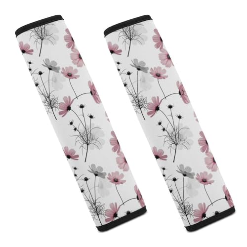 2 Pack Pink Grey Daisy Flower Seat Belt Shoulder Pad Universal Soft and Comfortable Seat Belt Covers Cushion for Kids, Most Cars, Comfortable Driving - color: Pattern 814