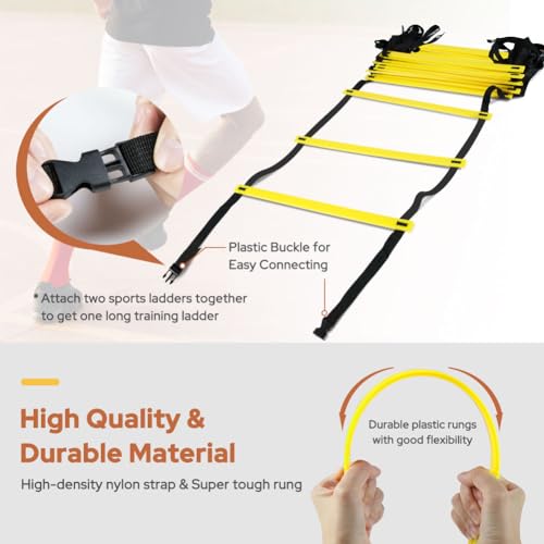GHB Agility Ladder 1PCS Agility Cones 50PCS Hex Agility Rings 1 Pack