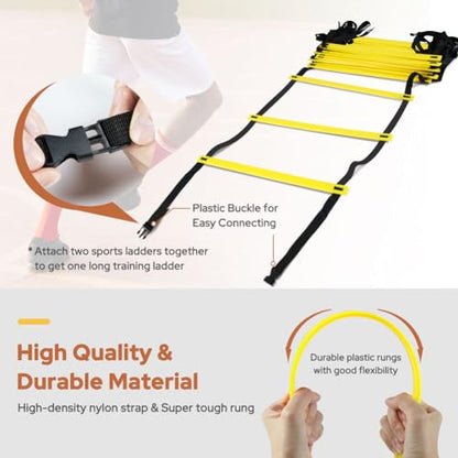 GHB Agility Ladder 1PCS Agility Cones 50PCS Hex Agility Rings 1 Pack