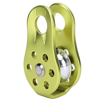 20KN Small Rope Pulley, Rock Climbing Pulley with Ball Bearings for Rock Climbing, Traction, Transportation, and More - color: Green