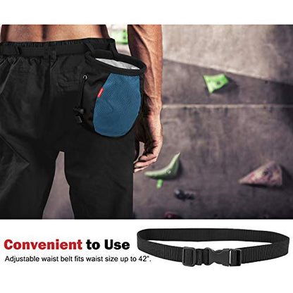 Moko Rock Climbing Chalk Bag, Bouldering Chalk Pot Bucket with Adjustable Belt & Carabiner Drawstring Climbing Gear - color: Royal Blue & Black, style: Cylinder