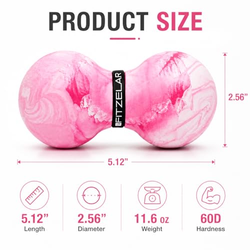 FITZELAR Double Lacrosse Massage Ball for Myofascial Release, Quality Certification, Massage Deep Tissue for Waist Back Feet, Trigger Point Therapy, Muscle Knots, Peanut Massage Ball for Muscle Pain - color: Pink