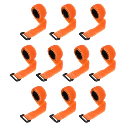 PATIKIL 0.8"x18" Reusable Cinch Straps, 10Pcs Adjustable Nylon Multipurpose Hook and Loop Cable Securing Straps with Plastic Buckle for Organizer Storage Cables Cords Ropes, Orange - color: Orange, size: 0.8" x 18"