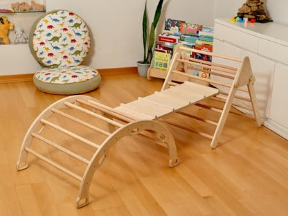 Montessori Wooden Climbing Set for Kids | Montessori Climbing Triangle Climbing Dome Ramp and Pillow | Montessori Climbing Frame Set for Toddler | Montessori Playground | Kids Play Gym(Flamingo) - style: Flamingo