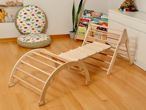 Montessori Wooden Climbing Set for Kids | Montessori Climbing Triangle Climbing Dome Ramp and Pillow | Montessori Climbing Frame Set for Toddler | Montessori Playground | Kids Play Gym(Star) - style: Star