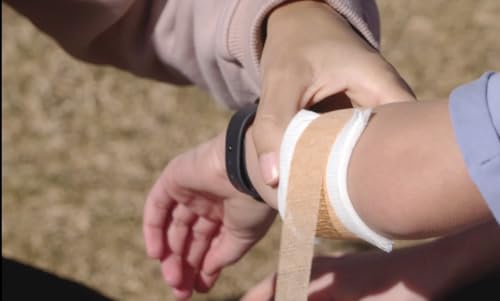 Guard-Tex® Beige Athletic Finger Tape - Self-Adhesive Natural Cotton Air-Mesh™ No Residue - 3/4 Inch - 1 Roll, 90 Ft + Tin - USA Made - color: Sandstone Beige, size: 1 roll, 3/4"