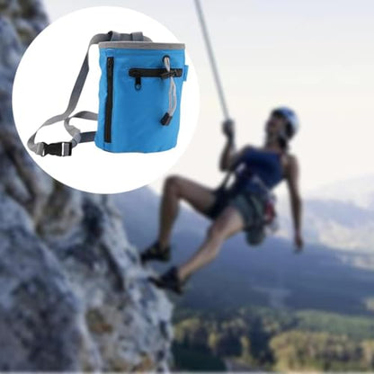 Chalk Bag for Rock Climbing Storage Pouch Practical Wear Resistant Waist Belt Chalk Carrier Bag for Weight Lifting Bouldering - color: Blue