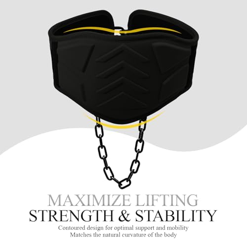 12 mm Thick Heavy Duty Dip Belt with 36 IN Steel Chain, 35" Weighted Pull Up Belt for Added Weight Training, Chin Ups, Pull Ups, Tricep Dips And More - color: Black