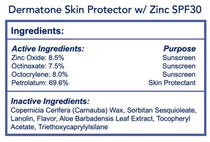 Dermatone Skin Protection Balm w/Zinc SPF 30 | Moisturizing & Barrier Creme | Heals & Repairs Dry Skin | Advanved Therapy Lips and Face Repair | 2-Pack, 0.5 oz Tins - size: 0.5 Ounce (Pack of 2)