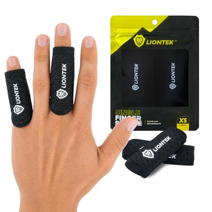 LIONTEK Single Flow Finger Sleeve V3 Pair — Joint Support & Compression for Activity, BJJ, Fitness, Volleyball, Basketball, and More (X-Small) - size: X-Small