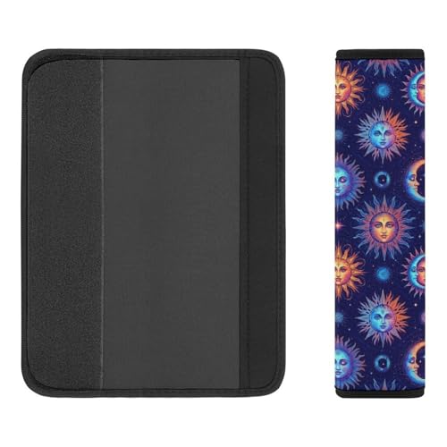 Universal Soft and Comfortable Sun Moon Celestial Cosmic Seat Belt Shoulder Pad for Girls and Boys, Most Cars, 2 Pack Seat Belt Covers Cushion Shock Absorption - color: Pattern 135