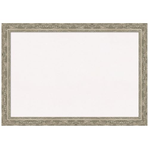 Amanti Art White Cork Board for Wall, 28x40 Vision Board with Silver Frame, Large Corkboard Office Decor for Home Organization, Traditional Corkboard Pinboard to Display Items for Home Organization - color: Filigree Silver, size: 40" x 28"