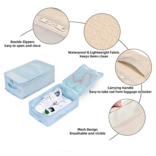 Travel Shoe Bags, Foldable Waterproof Shoe Pouches Organizer-Double Layer (4 Blue Shoe Bag) - color: Blue, size: 4 Packs