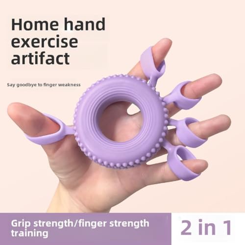 2-in-1 Silicone Hand & Finger Strengthener - Grip Exerciser for Wrist Pain Relief, Carpal Tunnel, Trigger/Mallet Finger - Desk Exercise Equipment for Office & Home Use