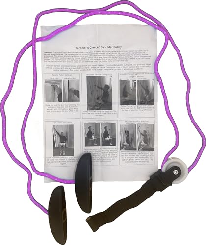 Therapist’s Choice® Shoulder Pulley, Over The Door, with Patient Guide. Aids Recovery and Rehabilitation of Shoulder, Rotator Cuff, Shoulder Pain, Frozen Shoulder, Pain Free Range of Motion (Pink) - color: Pink