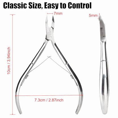 4 Packs Upgraded Cuticle Trimmer kit, 5mm Jaw | Upgraded Blades and Springs, Sharp and Labor-saving Dead Skin Clipper Tool for Women and Men - color: Silver