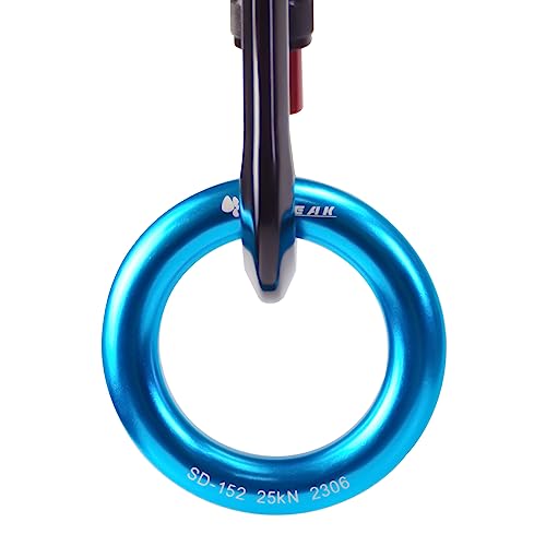 25kN Aluminum Rappel Ring, Perfect Tension O-Ring, Connection Ring for Rock Climbing, Arborist, Gold/Blue - color: big blue-1 pack