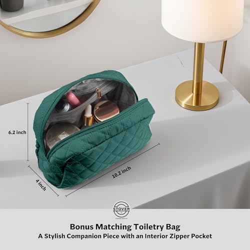 STOVER Women’s Convertible Garment Duffel Bag for Travel – 2-in-1 Carry-On Weekender/Overnight Tote - Wrinkle-Free Dresses, Suits & Clothes + Shoe Compartment & Bonus Toiletry Bag (Emerald Green) - color: Emerald Green