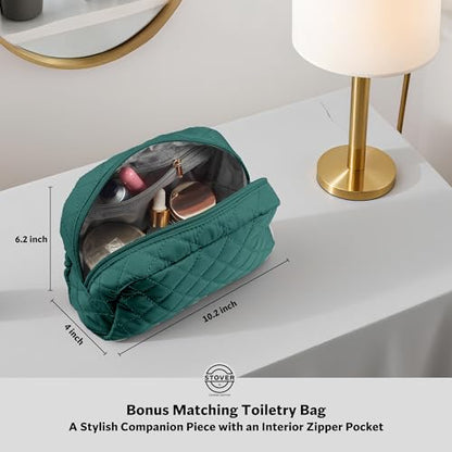 STOVER Women’s Convertible Garment Duffel Bag for Travel – 2-in-1 Carry-On Weekender/Overnight Tote - Wrinkle-Free Dresses, Suits & Clothes + Shoe Compartment & Bonus Toiletry Bag (Emerald Green) - color: Emerald Green