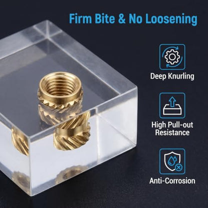 350Pcs Threaded Inserts, M2-M6 Heat Set Inserts for 3D Printing | Metric Brass Knurled Inserts Assortment Kit with M2 M3 M4 M5 M6 for Plastic, DIY Projects - size: M2-M6 Set（350pcs）