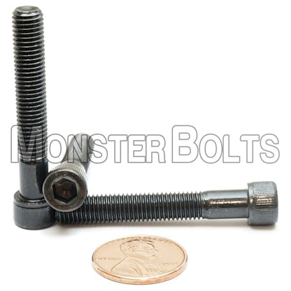 MonsterBolts - 1/4"-28 x 1-5/8" Socket Head Screws, ASTM A574, Alloy Steel, Black Oxide, Partial Thread, 10 Pack - size: 1.625 In. (1-5/8") PT