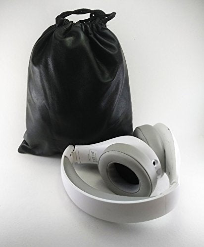 Multiple use Lambskin Leather Pouch with Drawstrings: (22 cm X 26 cm) - color: Black