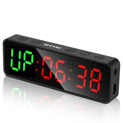 Portable Gym Workout Timer, Fitness Clock with The Rubber Case and Built-in Magnetic Spine, Large LED Digital Anti Vertigo Display, for Home Garage Schools (Black) - color: Black
