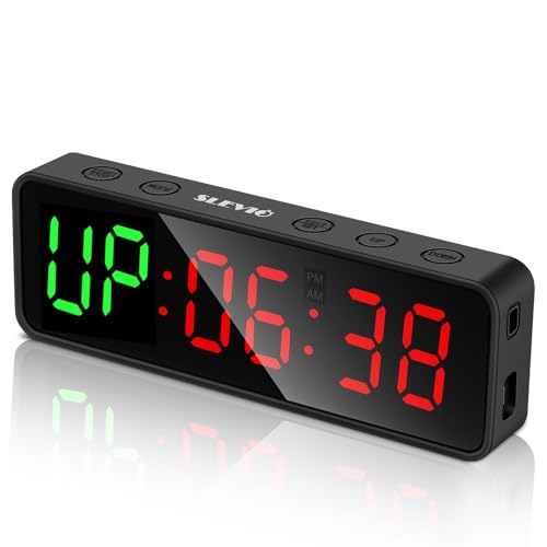 Portable Gym Workout Timer, Fitness Clock with The Rubber Case and Built-in Magnetic Spine, Large LED Digital Anti Vertigo Display, for Home Garage Schools (Black) - color: Black