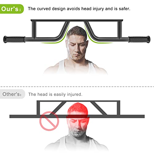 SELEWARE Heavy Duty Welded Pull Up Bar Wall/Joist/Ceiling Mount Chin Up Bar | Multifunctional Pull-up Bars w/Resistance Band Hooks for Home Gym Strength Training, Sturdy Steel Construction Support 500 lb - color: C1: Black Wall Mount Pull Up Bar