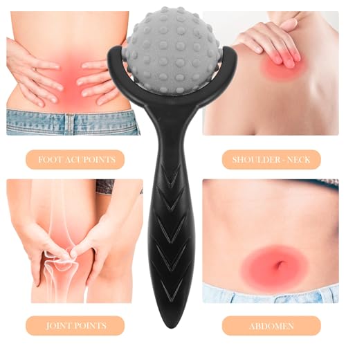 Cabilock Handheld Muscle Massage Stick with Trigger Point Roller Ball, Palm Back Massager for Muscle Relaxation and Fitness, Portable Therapy Tool for Yoga and Travel