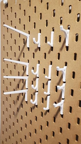 'Just Hanging' Pegboard Hook Packs, Compatible with IKEA SKADIS Pegboard, Display Hook SKADIS Accessory (Glossy White, 16pk, Multi-Pack) - color: Glossy White, size: 16pk, Multi-Pack