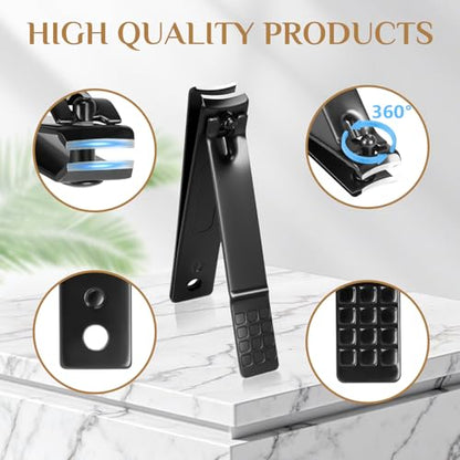 MINKINH Manicure Set Professional Nail Clipper Kit-26 Pieces for Men, Black | Stainless Steel Manicure Kit, Nail Care Tools with Luxurious Travel Case Nail Grooming Kit Gift for Husband Boyfriend Parent - color: Black