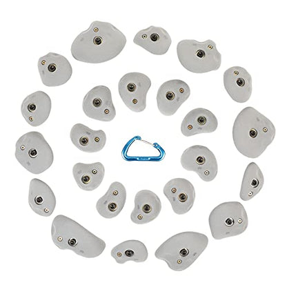 Atomik Rock Climbing Holds Set of 24 Golfus Style Climbing Holds in Gray with Outdoor Hardware