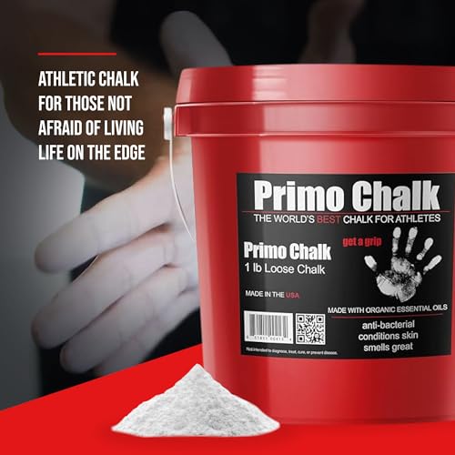Primo Chalk Resealable Bucket: Loose Chalk for Weightlifting, Rock Climbing, & Gymnastics, Made in The USA, Chalk Ball Refill for Superior Grip - size: 16 Oz.