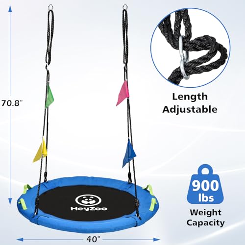 HeyZoo Tree Swing, Saucer Swing 40 Inch for Kids, Outdoor Swing, Blue | 900lbs Weight Capacity, with Adjustable Hanging Straps, for Backyard and Playground - size: 40 Inch