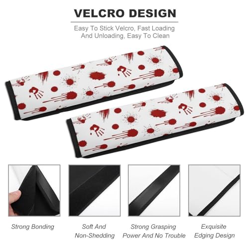 Universal Soft and Comfortable Seat Belt Cover for Adult Use, Stroller Pushchair High Chair, 2 Pack Halloween Zomie Blood Scary Shoulder Harness Cover - color: Pattern 849