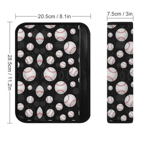 2PCS Black Baseball Car Seat Belt Pad Breathable Shoulder Protector for Girls and Boys, Most Cars, Anti-Slip Pad - color: Pattern 1243