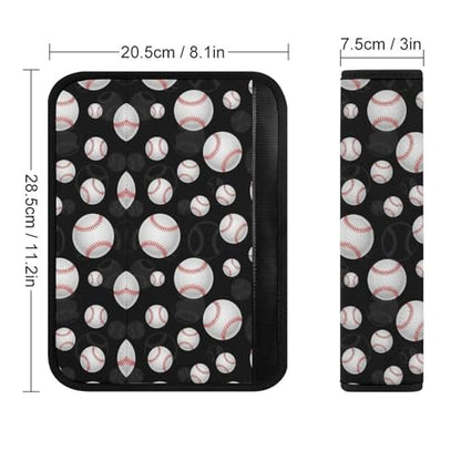 2PCS Black Baseball Car Seat Belt Pad Breathable Shoulder Protector for Girls and Boys, Most Cars, Anti-Slip Pad - color: Pattern 1243