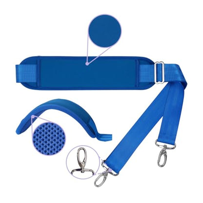 60 Inch Shoulder Strap for Bag with Removable Ultra-Thick Pad | 60" Shoulder Strap with Removable Thick Pad,Adjustable Buckles and Metal Hooks, for Briefcase/Laptop/Messenger/Luggage Bag - color: Blue