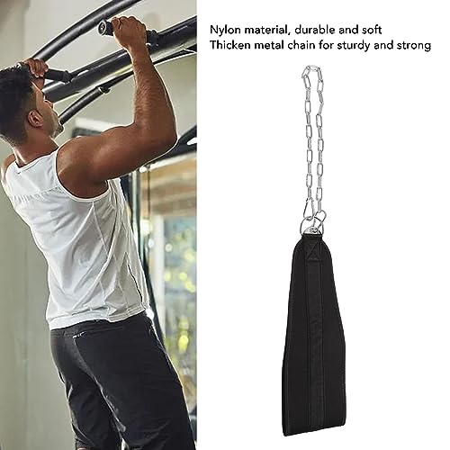 Weighted Dip Belt with Adjustable Chain, Strength Training Weightlifting Belt, Nylon Strap with Thick Metal Chain for Pull Ups and Squats, Durable Waist Support for Athletes