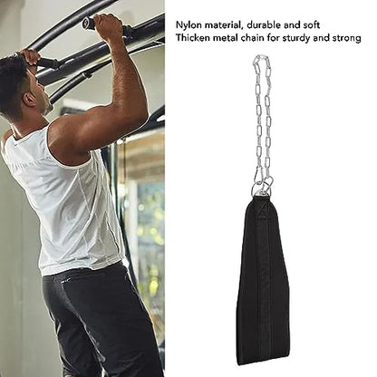 Weighted Dip Belt with Adjustable Chain, Nylon Strength Training Weightlifting Belt for Pull Ups and Squats, Heavy - Duty Metal Chain for Athletes, Durable Waist Support Strap for