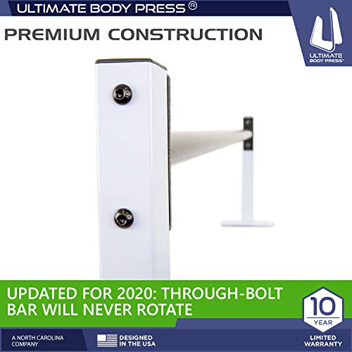 Ceiling Mount Pull Up Bar with 48” Straight Bar and 14” Risers, Fits 16” and 24” Joist by Ultimate Body Press - color: white and black