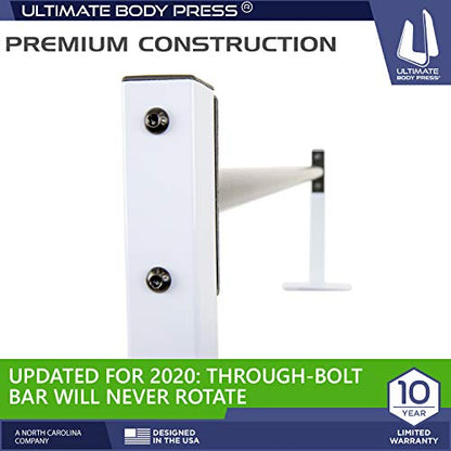 Ceiling Mount Pull Up Bar with 48” Straight Bar and 14” Risers, Fits 16” and 24” Joist by Ultimate Body Press - color: white and black