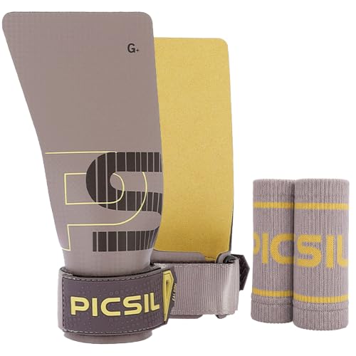 PICSIL Falcon Grips Pack, Carbon Fiber Grips, Use with Chalk | Includes professional grips, wrist wraps, and a carry bag. Ideal for functional fitness, gymnastics, and strength training. - color: Taupe, size: G+(L-XL)